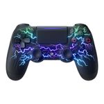 ECHTPower Wireless Controller for PS-4, LED Game Controller Compatible with PS-4/Slim/Pro/PC, Gamepad with Dual Vibration, RGB, 1000 mAh Battery, 6-Axis, Touchpad, Headphone Jack, Screenshot Black