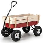 COSTWAY Garden Wagon Outdoor Children Trolley Cart Kids Trailer Pull Along Transport Heavy Duty