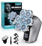 Gisaae Head Shavers for Men, Upgraded 7D Head Shaver for Bald Men, IPX7 Waterproof Wet/Dry Electric Razor, Rotary Shaver Razor Beard Grooming Kit with LED Display,Rechargeable Bald Head Razor