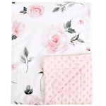 david's kids Minky Baby Blanket for Girls, Soft Lightweight Micro Fleece Blanket with Double Layer, Dotted Backing, Breathable Receiving Blanket for Newborns, 30x40 Inches, Floral Flowers