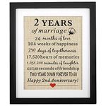 2nd Anniversary Burlap Print Gift 11" W X 13" H, Gifts for Husband Wife 2nd Anniversary, 2 Years of Marriage, Gifts for Couples 2nd Wedding Anniversary, Gifts for Him, Her Cotton Anniversary