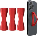 kwmobile Finger Holders For Smartphones - Set of 3 Self Adhesive Elasticated Finger Holder Straps for Phones - Metallic Dark Red/Metallic Dark Red/Metallic Dark Red