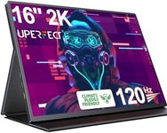 UPERFECT 2K 120Hz Portable Gaming Monitor, 16" 2560x1440 QHD Portable Monitor HDR FreeSync Laptop Monitor w/VESA & Smart Case Matte IPS Eye Care External Second Screen for PC Mac Phone Game Console