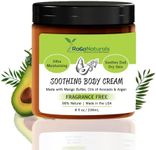 RaGaNaturals Natural Moisturizing Cream - Body & Face Moisturizer for Dry to Very Dry, Sensitive Skin - Unscented Body Cream with Vitamin E & Avocado, Argan Oil - Non-Comedogenic, Fragrance Free -8 Oz