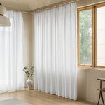 MAIHER Faux Linen Pinch Pleat Sheer Curtains 108 Inches Long, Beige White Light Filtering Semi Sheer Double Pinch Pleated Drapes with Hooks for Patio Door Living Room (1 Panel, 54" W x 108" L)