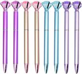 Maydahui 8PCS Big Diamond Ballpoint Pen Gem Pens Rhinestones Crystal Pen Retractable Bling Pens Plated Metal Color Black Gel Ink Ballpen for Women Girls Party