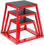 VEVOR Plyometric Platform Box Set Fitness Exercise Jump Box Step Plyometric Box Jump for Exercise Fit Training (12/18/24/Red)