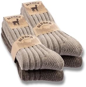 sockenkauf24 4 Pares Calcetines Lana Alpaca Hombre Mujer Calcetines Cálidos Invierno 20900 (Beige Marrón 39-42)