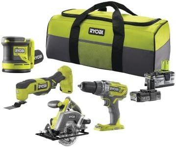 Ryobi RCK184I-242S 18V ONE+ Cordless Combi Drill, Circular Saw, Random Orbital Sander and Multi Tool Kit (1x2.0 Ah + 1x4.0 Ah)