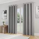 Enhanced Living Nightfall Plain Supersoft Grey Thermal Blockout Eyelet Curtains - 46 x 72 inch (117 x 183cm) - Energy Saving & Noise Reducing Curtains for Living Room & Bedroom