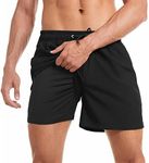 American Trends Mens Swimsuits 5 Inch Inseam Quick Dry Mens Bathing Suit Men's Swim Trunks with Compression Liner, Z Z Black