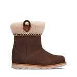 Clarks Girl's Crown Loop T Snow Boot, Walnut Suede, 5 UK Child