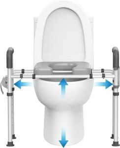 Agrish Raised Toilet Seat with Handles - Width and Height Adjustable Padded Toilet Seat Risers for Seniors, Bariatric, Handicap, Heavy Duty 350lbs Raised Toilet Seat, Fit Any Toilet