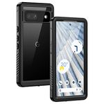 Lanhiem for Google Pixel 7a Case, IP68 Waterproof Dustproof Shockproof Case with Built-in Screen Protector, Full Body Rugged Protective Phone Cover for Pixel 7A 5G, Black/Clear