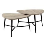 Monarch Specialties I 7939P Table Set, 2pcs Set, Coffee, End, Side, Accent, Living Room, Metal, Laminate, Beige, Black, Contemporary, Modern