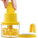 Multifunctional Corn Stripper | Lerkumey 4 in 1 Stainless Steel Corn Peeler with Container | No Splatters, More Solid | Easy to Operate and Clean