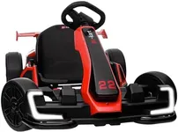 Kerry Yoo Go Kart Electric Drift Kart Car with Adjustable Seat, 24V Outdoor Ride on Toy with 4 Speed Mode, Crazy Cart for Kids 6-12 Years Old，Fast 300W Motor，8.5 MPH, LED Lights, Bluetooth - Red