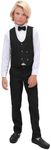 Lilax Boys' Suits Slim Fit 4 Piece Formal Dresswear Suit for Kids, Toddler Boy Ring Bearer Outfit with Vest Shirt Pants and Tie(Black,12M)