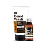 Ustraa Beard Growth Oil Advanced - 60ml - for Patchy Beard issues, With Redensyl & DHT Booster & Beard Wash Woody - 100 ml - SLS-free Beard Wash | No Post-wash Dryness | for Germ-Free Beard