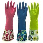 Reusable Waterproof Household Rubber Latex Cleaning Gloves, Kitchen Gloves - Pack of 3 (3, M)