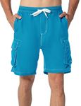 Rdruko Mens Big and Tall Swim Trunks Quick Dry Board Holiday Hawaiian Shorts with Liner(Sky Blue, CA S)