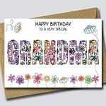 Floral Birthday Card for Grandma - Flower card for Grandma - Cute daisy card for Grandma