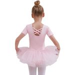 Tancefair Ballet Dress for Girls Sparkly Ballet Leotard with Shiny Tutu Skirt Toddler Activewear Dance Leotard Double Criss-Cross Back