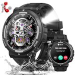 Military Smart Watch for Men with LED Flashlight(Answer/Make Call) 1.53” Rugged Smart Watch 3ATM Waterproof 100+ Sports Modes Tactical Smartwatch Heart Rate Sleep Tracker Fitness Watch for iOS Android