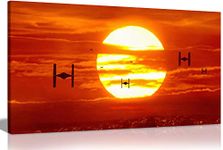 Panther Print, Large Canvas Wall Art, Beautiful Living Room and Bedroom Framed Art, Quality Picture Prints for Walls, Movie Design Print, Tie Fighters Sunset Star Wars (30 x 16 Inch)