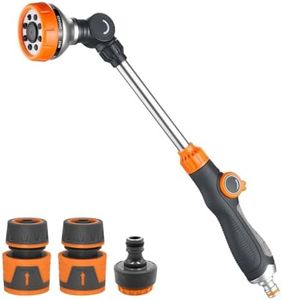 LangRay Pistola Irrigazione Giardino, Spruzzatore per Tubo da Giardino 47 cm per l'irrigazione e la pulizia, Pistola Multifunzione 8 Modalità Regolabili con 2 Connettori 1/2 Pollice e 1 Ugello