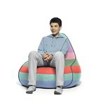 Yogibo Lounger Small Bean Bag Lounge Chair for Adults, Kids and Teens, Soft, Plush, Comfy, Sensory, Gaming Beanbag, Washable Cover, Rainbow Pastel