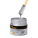 VGSEBA Acrylic Paint Metallic Silver, Non Toxic, Non Fading, 100ml Silver Leaf Paint for Art, Painting, Handcrafts, Ideal for Canvas Wood Clay Fabric Craft Supplies