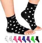 NEWZILL Plantar Fasciitis Socks with Arch Support, Best 24/7 Foot Care Compression Sleeve, Eases Swelling & Heel Spurs, Ankle Brace Support, Increases Circulation (S/M, Black w White Dots)