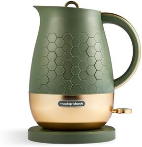 Morphy Richards Cassini Jug Kettle, 1.7L, 3Kw Rapid Boil, Precision Pour Spout, Boil Dry Protection, Cord Storage, Anti-Limescale Filter, Olivine Green & Gold, 103022