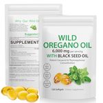 2 Pack Oregano Oil 6000mg with Black Seed Oil 200mg120 Softgel- Highest Concentration, 165mg Carvacrol, Non-GMO, Supports Immune & Digestive Health