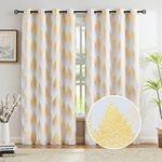 Gold White Tree Blackout Curtains for Bedroom Pine Window Panels for Living Room 96inch Length Thermal Insulated Natural Forest Total Full Blackout Window Drapes for Theatre Grommet Top 50" W 2pcs