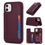 iCoverCase for iPhone 11 Case with Card Holder, iPhone 11 Phone Case Wallet for Women Men [RFID Blocking] PU Leather Protective Wallet Case for iPhone 11 6.1 Inch (Wine Red)