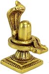 ESPLANADE Brass Shiv Ling Shiva Lingam with Sheshnaag Statue Idol Murti for home temple and Pooja - 4" inches