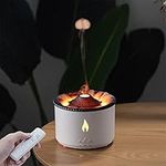 Flame Air Humidifier with Remote Controller, Jellyfish Mist Electric Essential Oil Diffuser with Red & Blue LED Light for Bedroom Baby Room Home Office Yoga Spa, Auto-Off, 2 Mist Modes