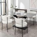 Cinxzar White Boucle Dining Chairs 