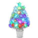 VEYLIN Small Christmas Tree,60 CM White Fiber Optic Xmas Tree For Home Office Decoration