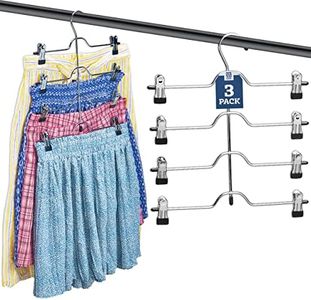 Zober 4-Tier Skirt, Pants Hangers with Clips - Metal, Non-Slip Space Saving, Adjustable Clips & Swivel Hooks for Women (3-Pack)