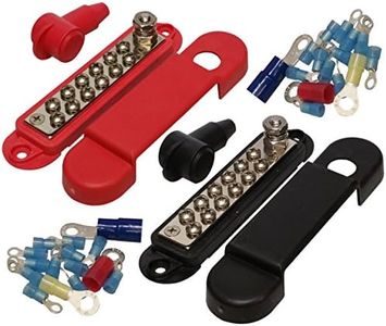 JQuad(Pair - Red & Black) 12 Terminal Distribution Block -BUSBARS- with Ring Terminals