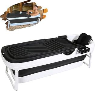 CRS Baignoire pliable pour adulte - 158 x 62 x 52 cm - Baignoire mobile pliable idéale pour les petites salles de bains - Baignoire pliante portable à poser - Noir