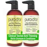 PURA D'OR Gold Label Anti-Thinning Deep Moisturizing Therapy Shampoo & Conditioner Set, Clinically Tested Effective Solution, Infused with Organic & Natural Ingredients for All Hair Types, Men & Women