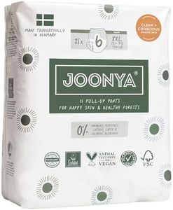 JOONYA Pull-Up Baby Nappy Pants, Size 6 XXL (33+ lb) - 1 Bag of 21 - Non Toxic, Eco-Friendly, High Absorbency, Overnight Use, Ultra Slim & Soft - Made in Denmark