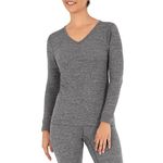 Fruit of the Loom Women's Micro Waffle Thermal V-Neck, Smoke Heather, Small