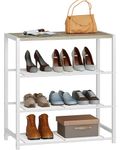 Yusong 4-Tier Narrow Shoe Rack for Closet, Entryway Shoe Organizer Shoe Shelf Shoe Tower for Hallway Bedroom, Industrial Shoe Stand with 4 Metal Mesh for 9 Pairs, White