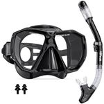 Snorkel Set Adult, HiiPeak Snorkeling Packages Scuba Diving Mask with Dry Top Snorkel Tube Anti Fog Panoramic Wide View, Anti-Leak, Tempered Glass, Snorkelling Gear Swimmming Goggles for Adults