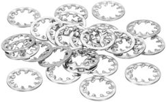 uxcell 100Pcs Internal Tooth Star Lock Washers, 3/8-Inch Stainless Steel Internal Serrated Lock Washer for Mechanical Equipment Fasteners, Silver Tone